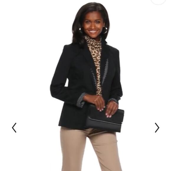 Croft & Barrow Black Polka Dot Blazer Jacket Womens Small - Picture 2 of 13